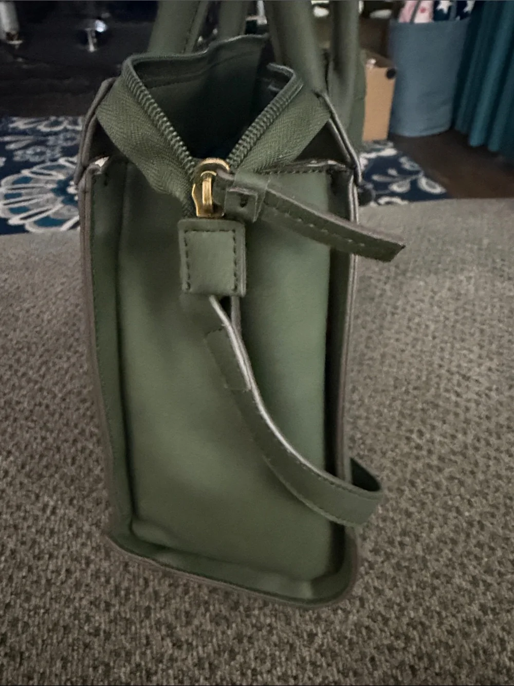 Green Women’s Satchel Handbag - Classic Structured Tote with buckles by a.n.a.
